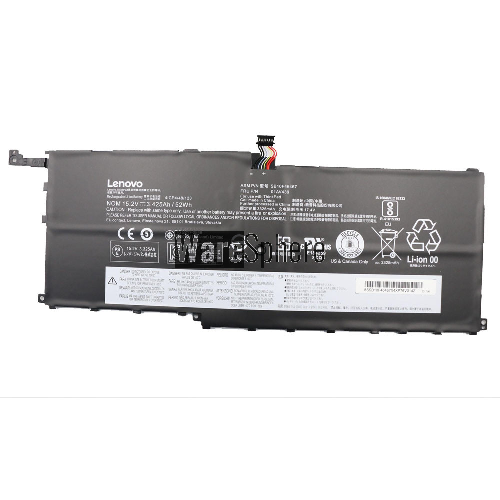 15.2V 52Wh Laptop Battery for Lenovo ThinkPad X1 Carbon 4th Gen 01AV438 01AV439