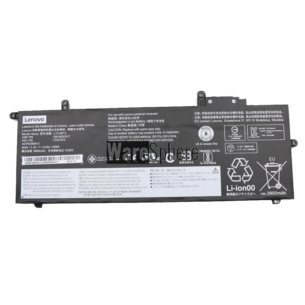 11.46V 48Wh 4190mAh Laptop Battery for Lenovo ThinkPad X280 A285 L17L6P71 SB10K97617 01AV470 