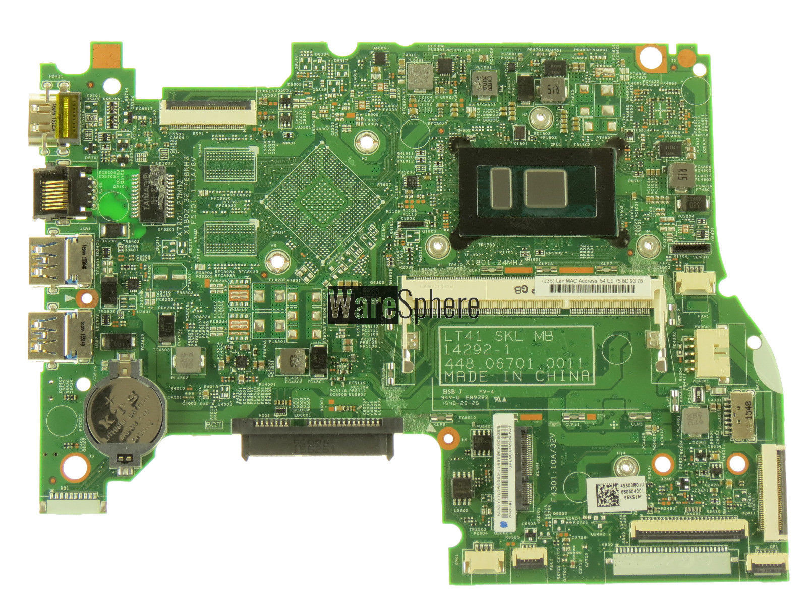 Motherboard System Board Intel i3-6100U for Lenovo Yoga 500-14ISK Flex 3-1480 5B20K36387