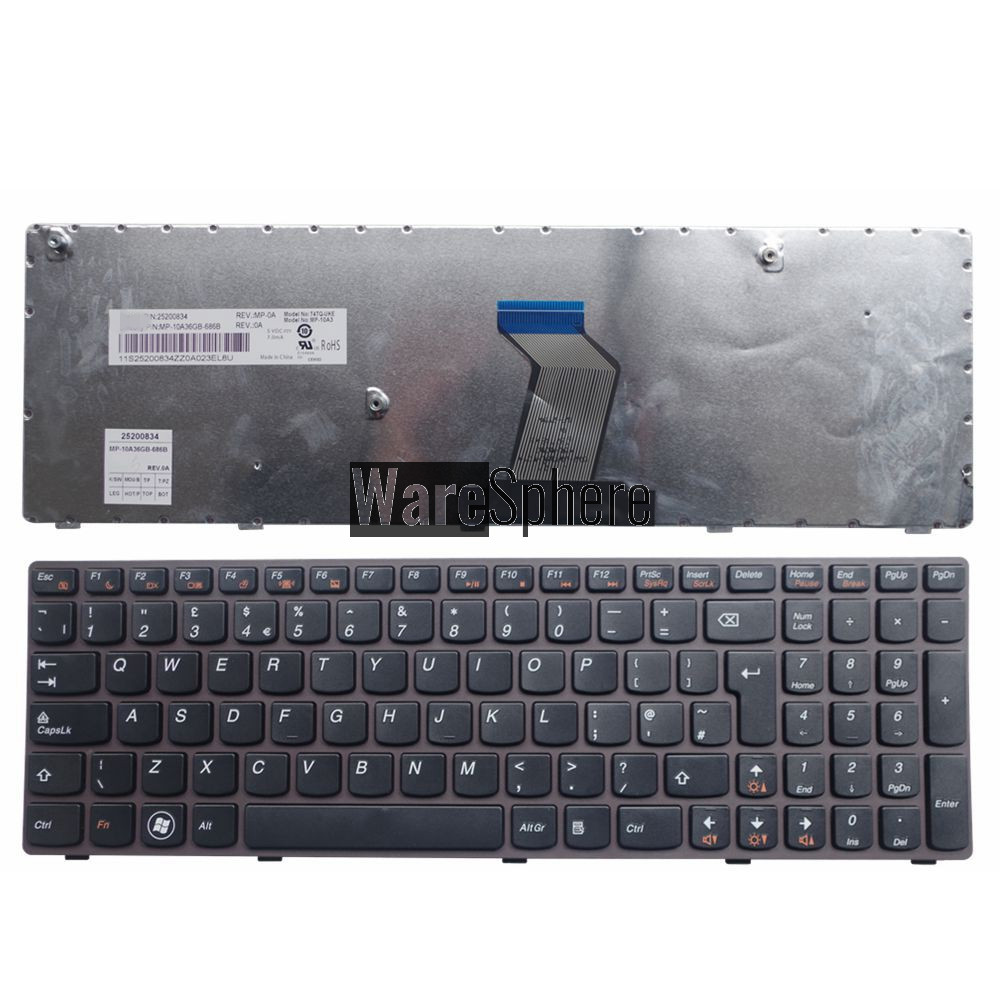 UK Keyboard for Lenovo B575e B580 B580A B590 V580 V580c 570A B570G B575 With Frame Black English 