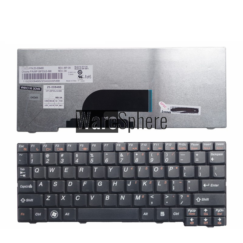 English laptop keyboard US for LENOVO IdeaPad S10-2 25-008466 MP-08F53US-686 V103802AS1 black