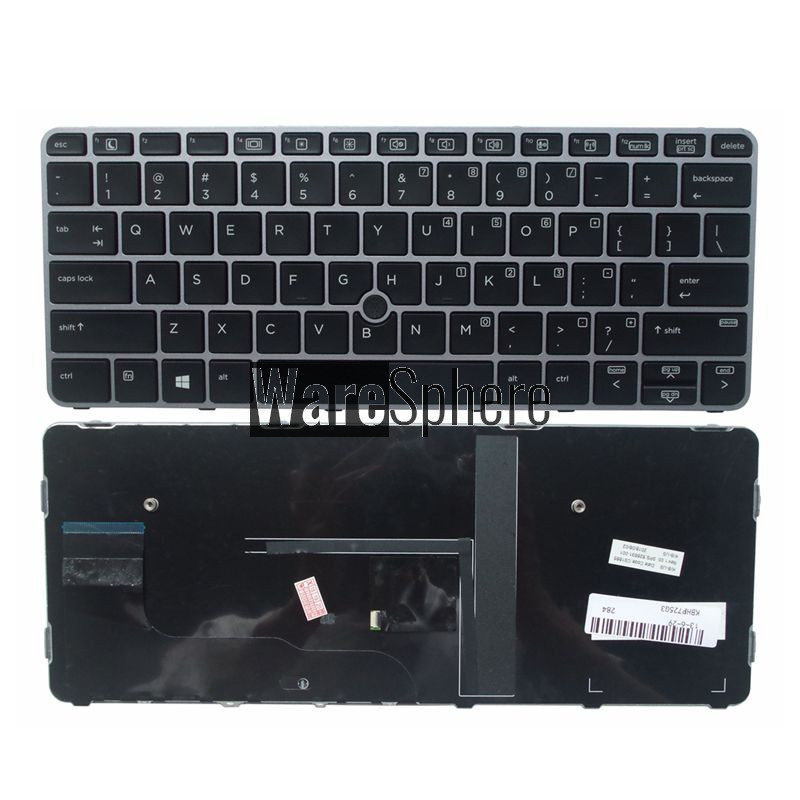 US Laptop keyboard for HP elitebook 725 G3 820 828 G4  Backlit Silver Frame 