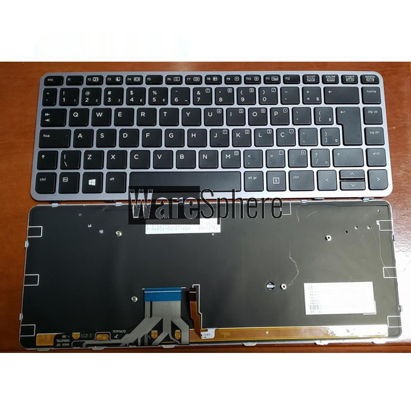 Laptop Brazil Portuguese keyboard for HP for EliteBook Folio 1040 G1 1040 G2 backlit silver 739563-001 