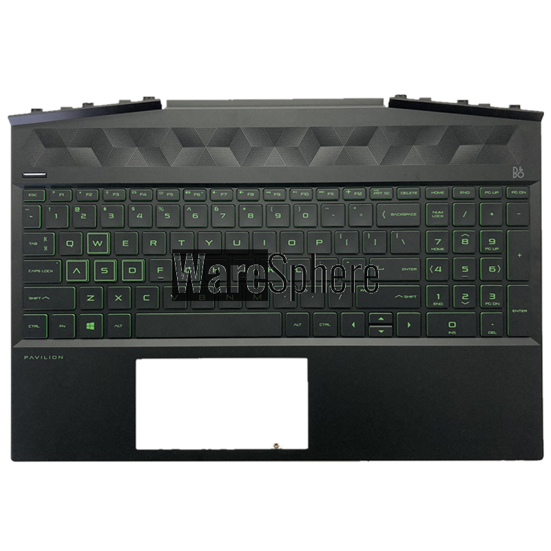 Top Cover Upper Case for HP Pavilion 15-DK With Backlit Green words Keyboard L57593-001
