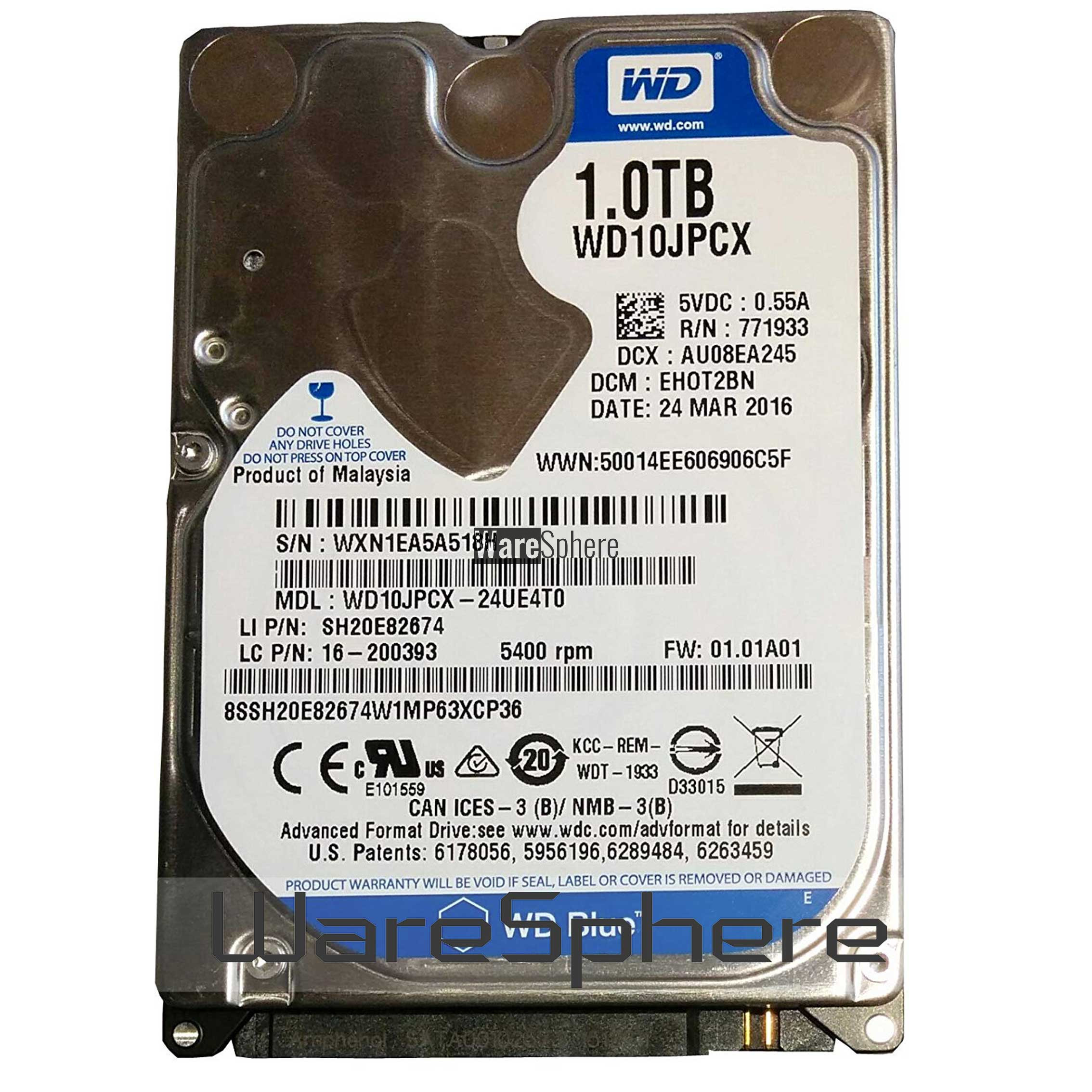 WD10JPCX-24UE4T0, WD10JPCX,WXD1A360XF3U