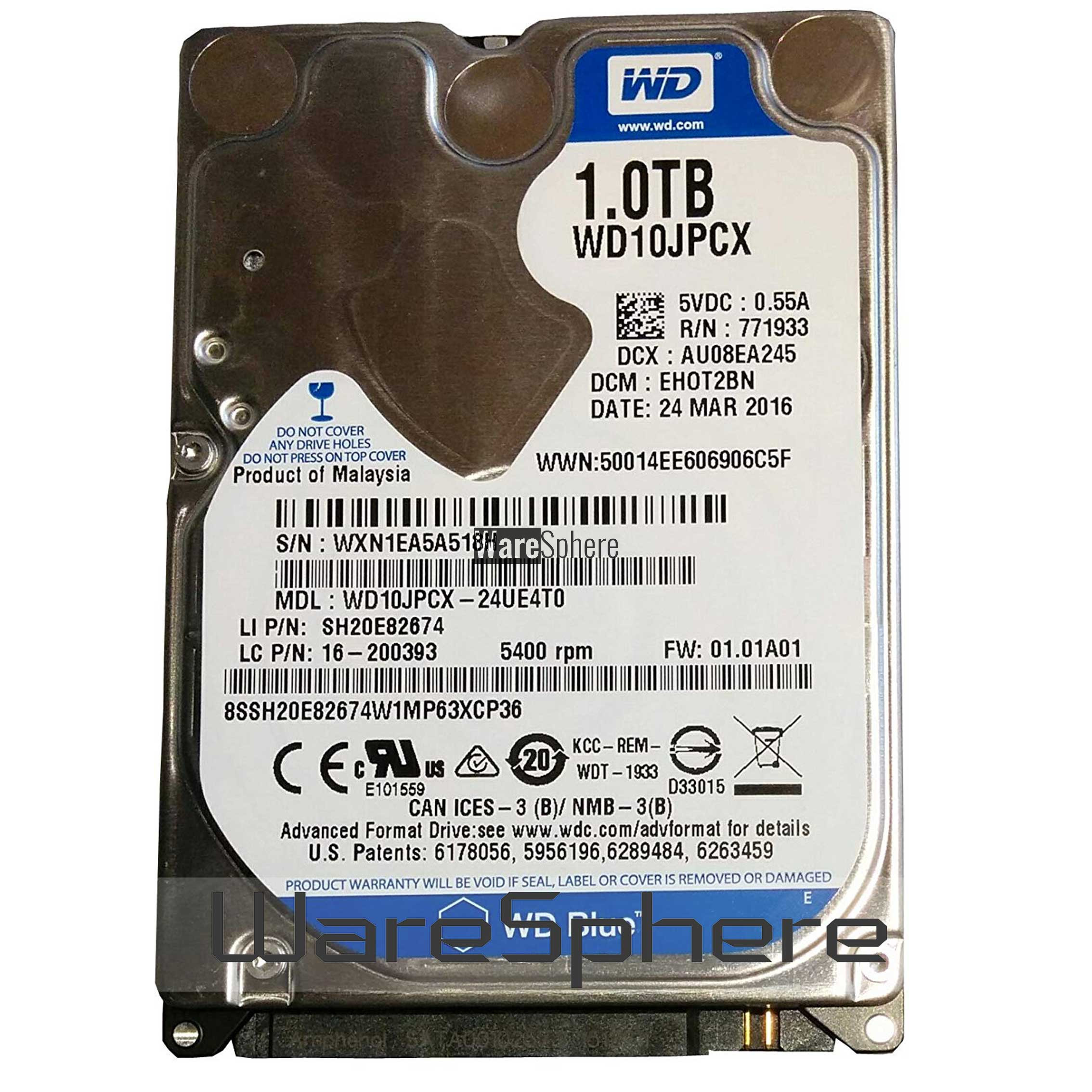 WD10JPCX-24UE4T0, WD10JPCX,WXD1A360XF3U