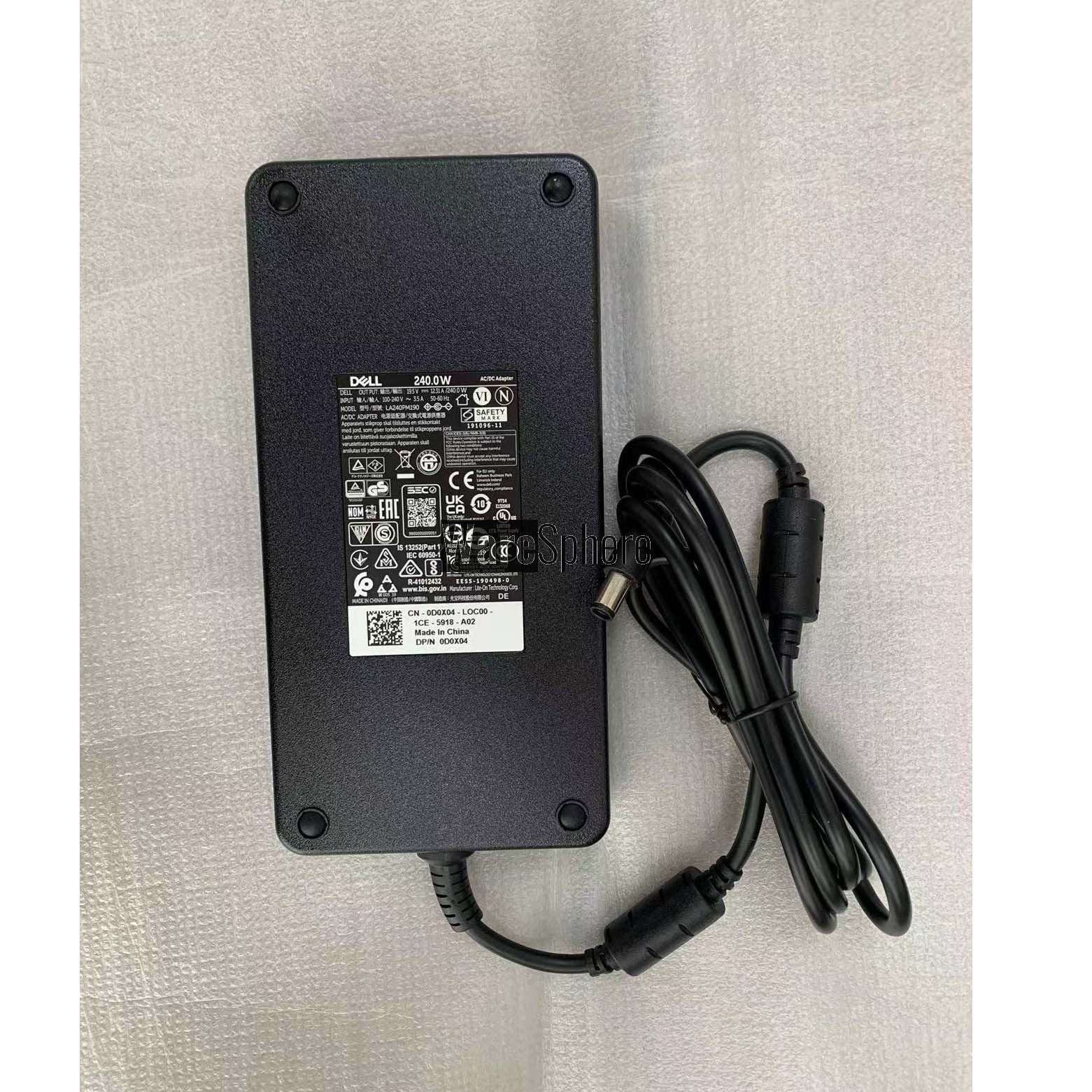 240W 19.5V 12.31A Adapter for Dell LA240PM190 0D0X04 D0X04 240W 7.4x5.0mm
