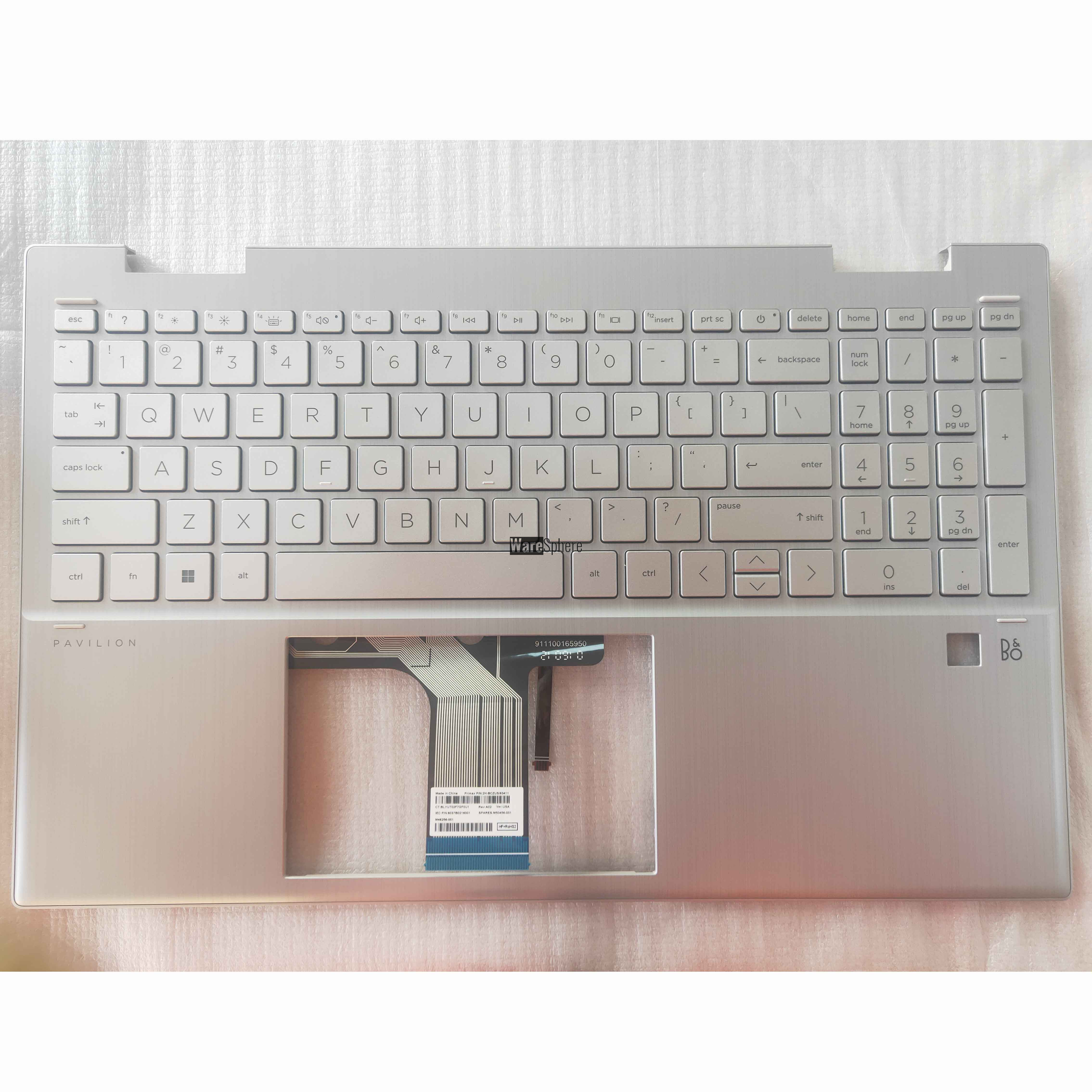 Top Cover Upper Case for HP X360 Pavilion 15-ER With US Backlit KB With FP hole Silver M45130-001 