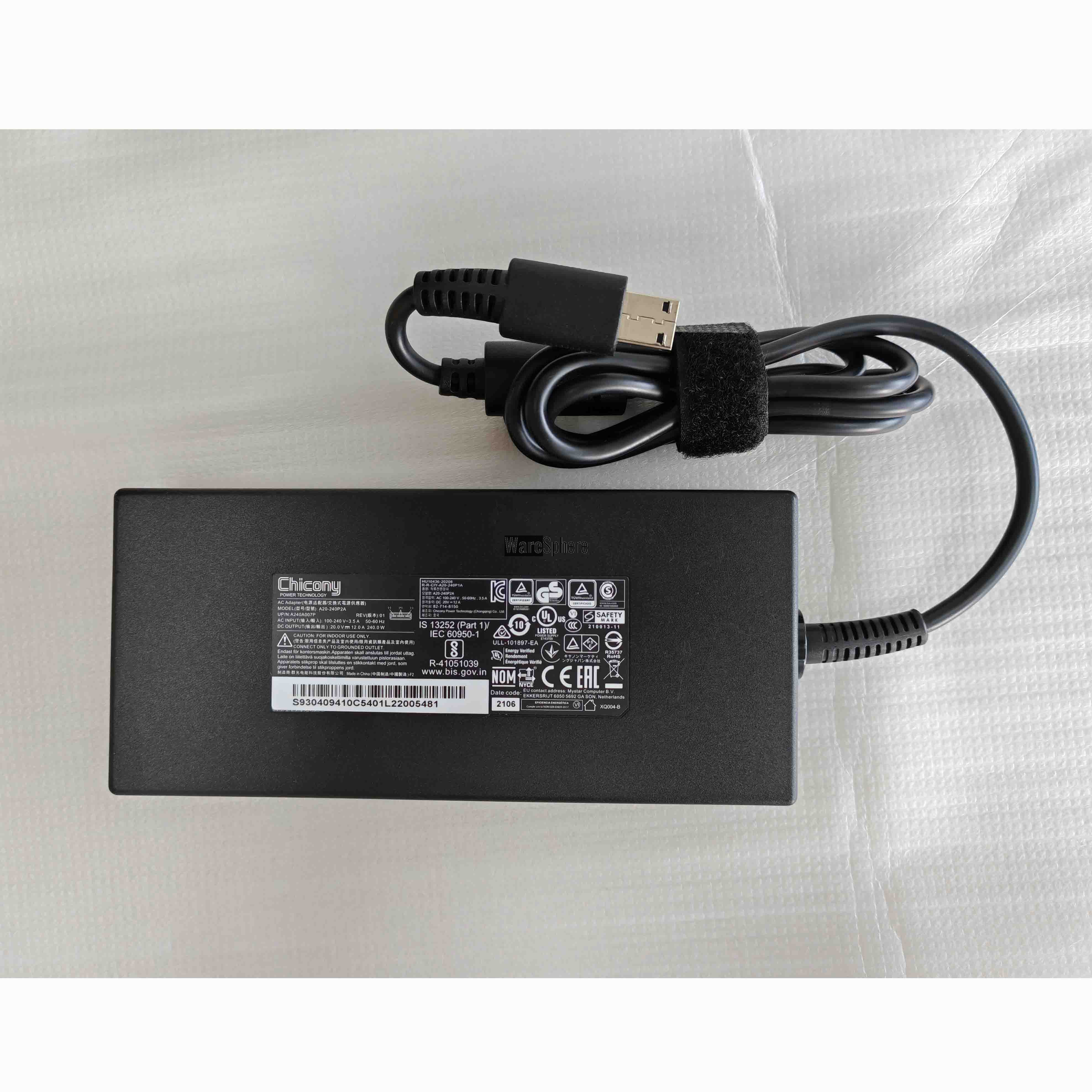 240W 20V 12A  AC Adapter for MSI GE66 A20-240P2A S93-0409410-C54