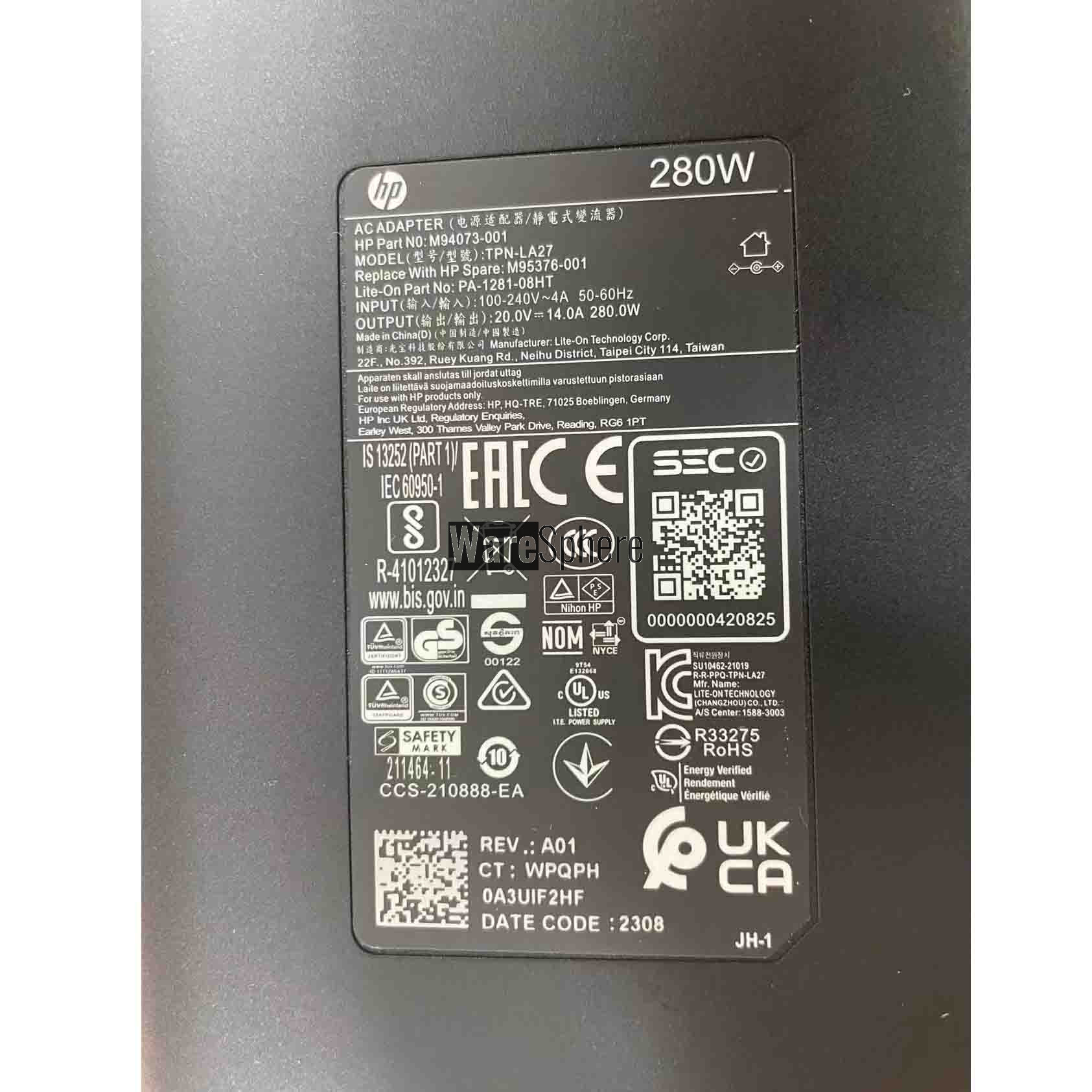 280W 20V 14A AC Adapter for HP TPN-LA27 M94073-001 M95376-001