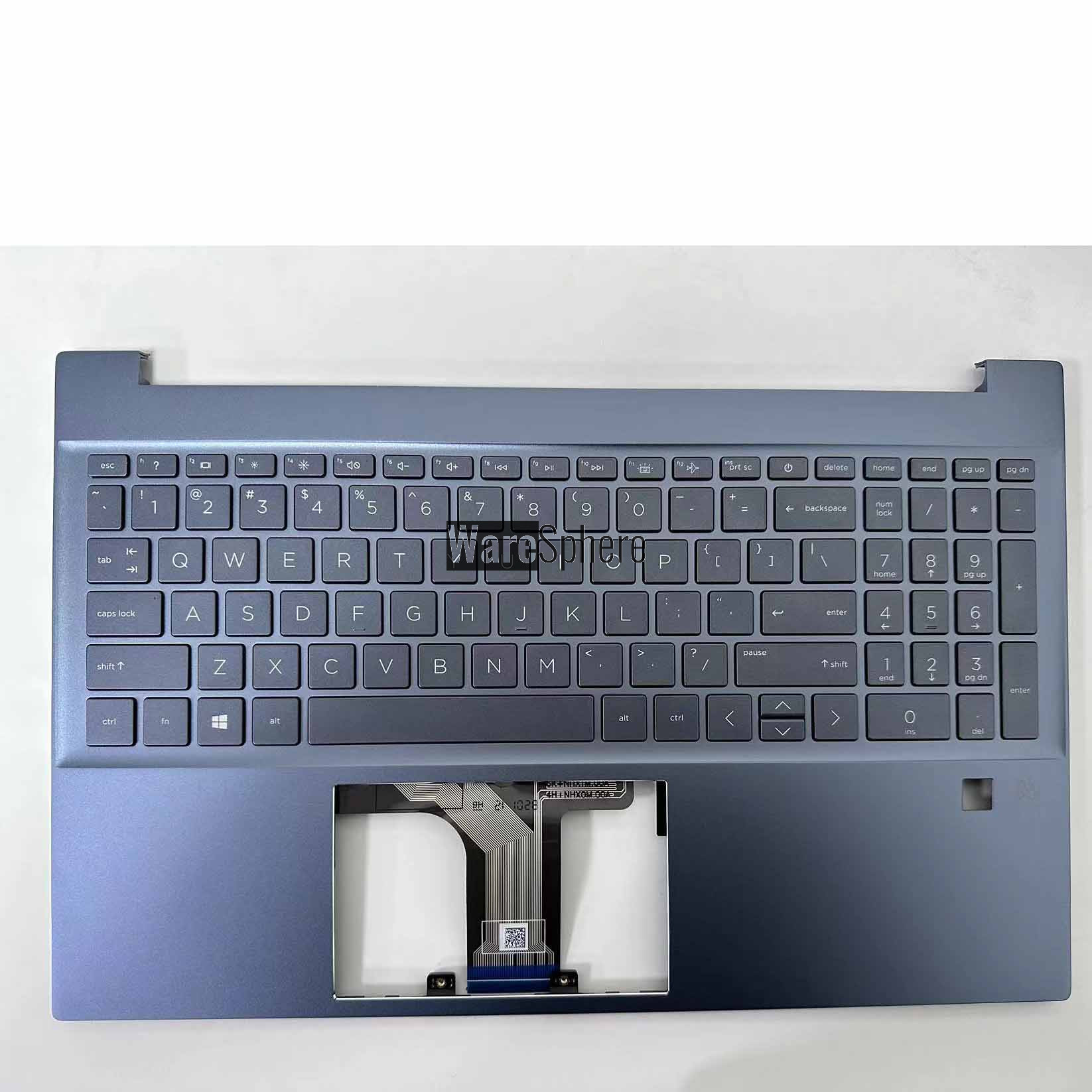 Top Cover Upper Case Palmrest with US backlit keyboard with Fingerprint Hole no SD 22C1 for HP 15-EG N02056-001 Blue