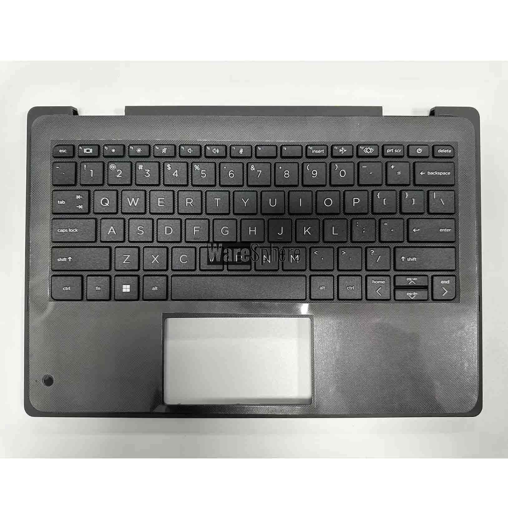 Top Cover Upper Case Palmrest for HP Pro x360 Fortis 11 G9 With Non-Backlit Keyboard With Camera Hole No Stroke N00450-001 Black