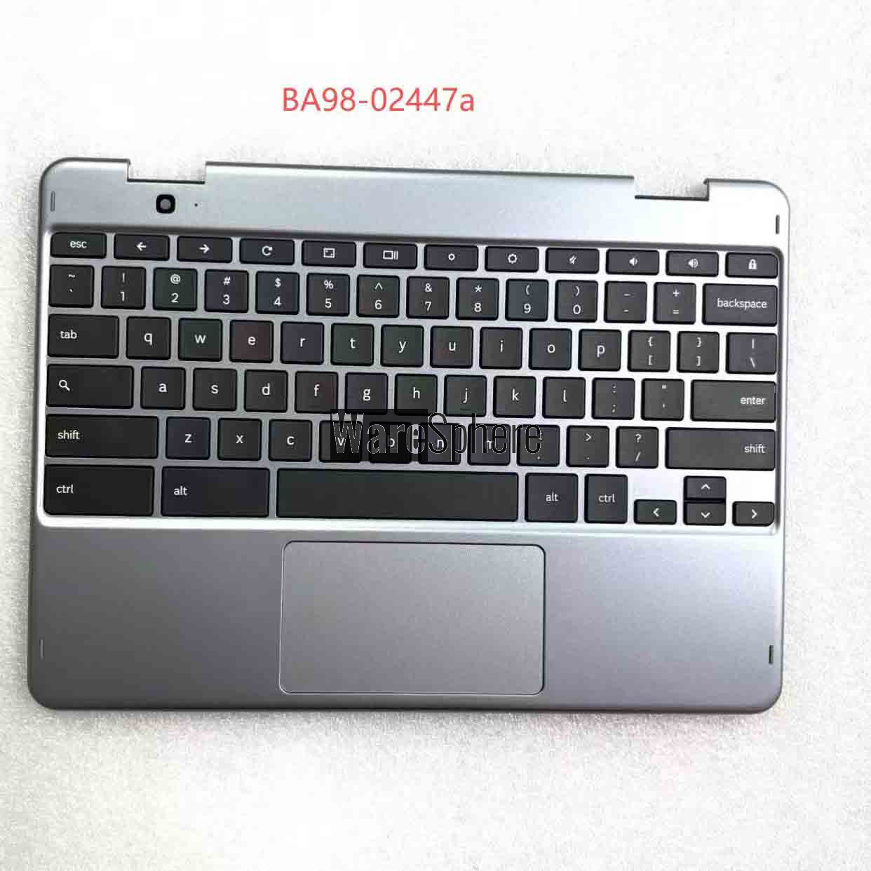 Laptop Palmrest Upper Case Top Cover with Keyboard Trackpad Assembly Replacement for Samsung 12 XE521QAB Chromebook BA98-02447A - Gray