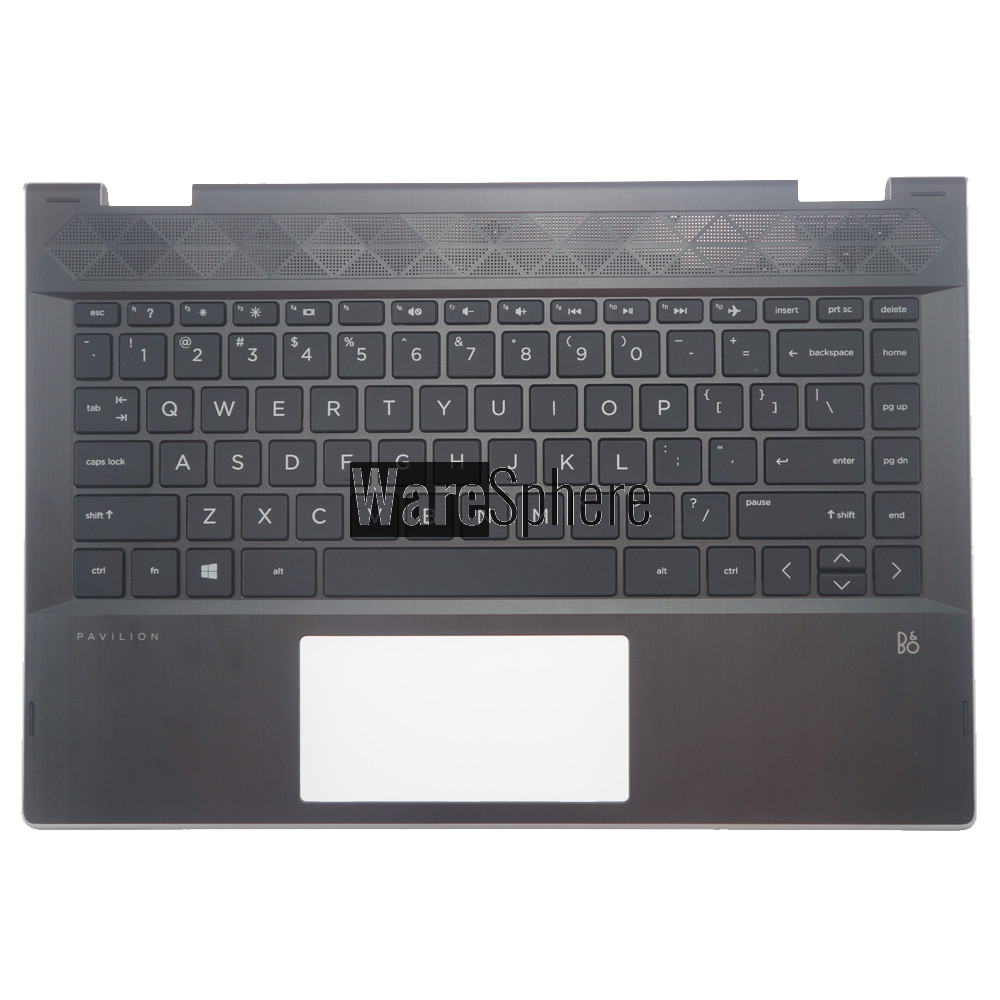 Top Cover Upper Case for HP Pavilion x360 14-cd Palmrest with US Keyboard  L18947-001 Black  Silver Side