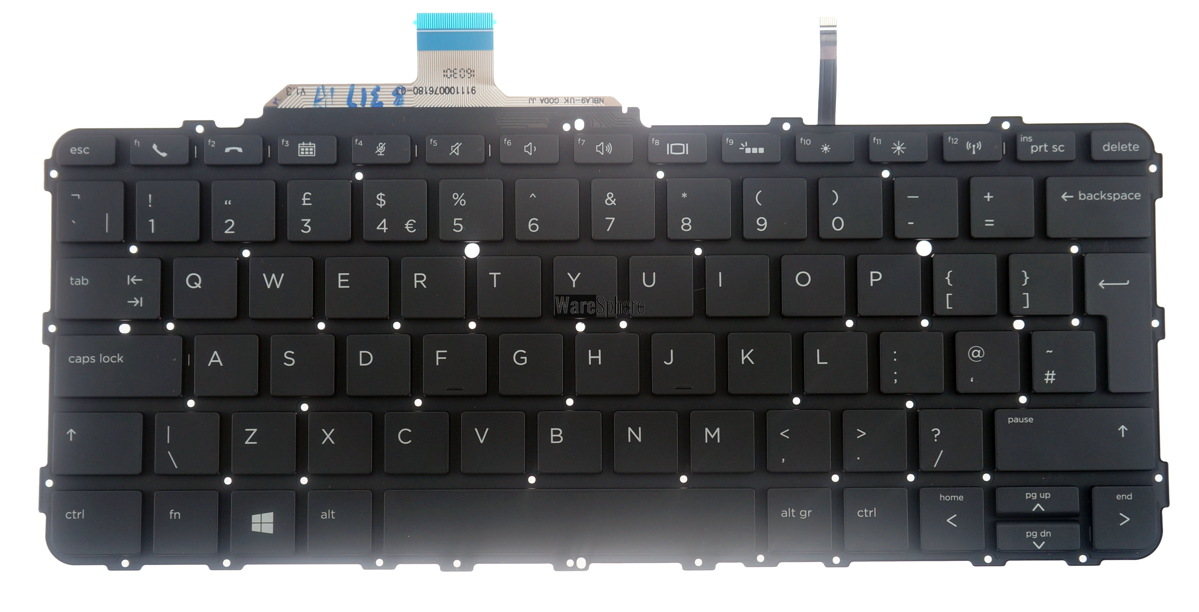 Laptop UK Backlit Keyboard for HP EliteBook Folio G1 Black 