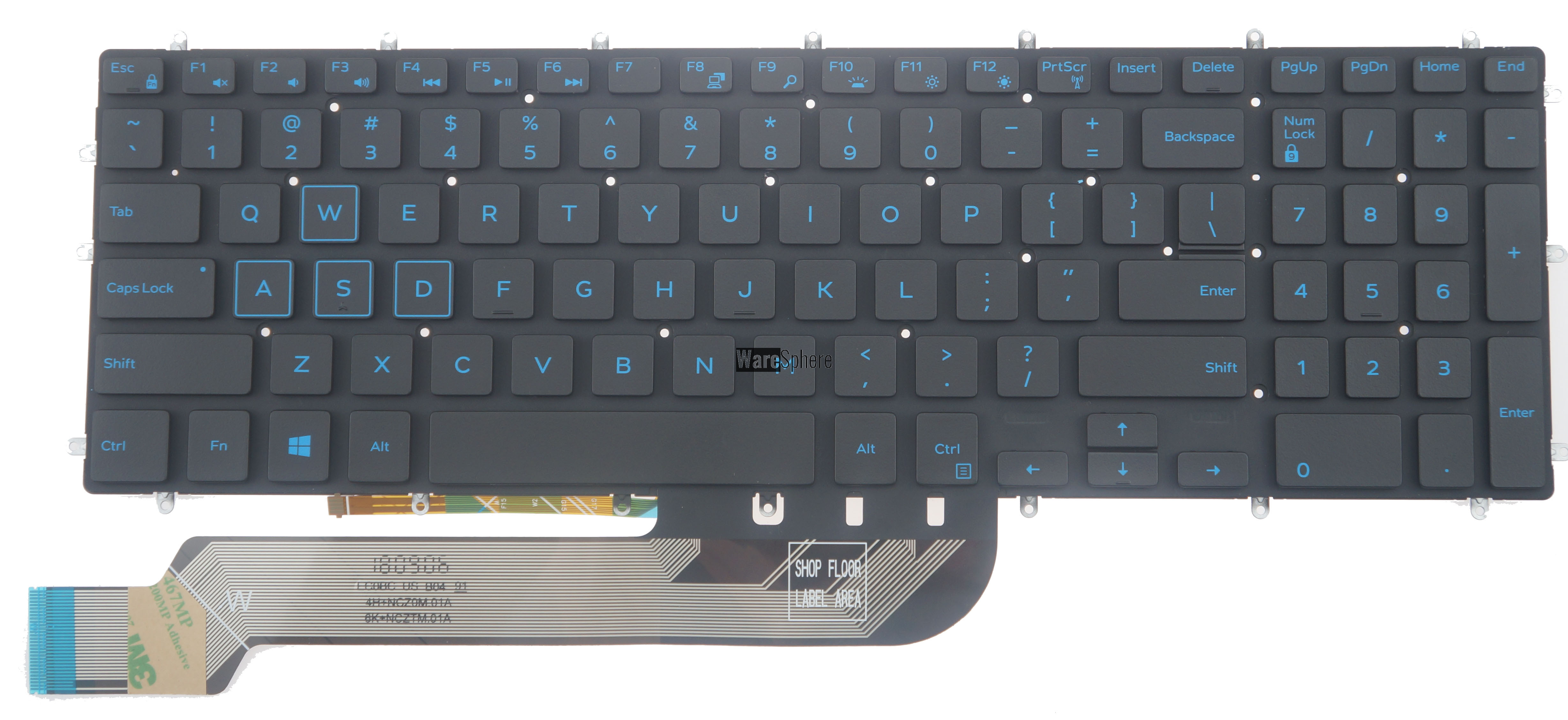 Laptop US Backlit Keyboard for Dell g3 3590 Black Blue words