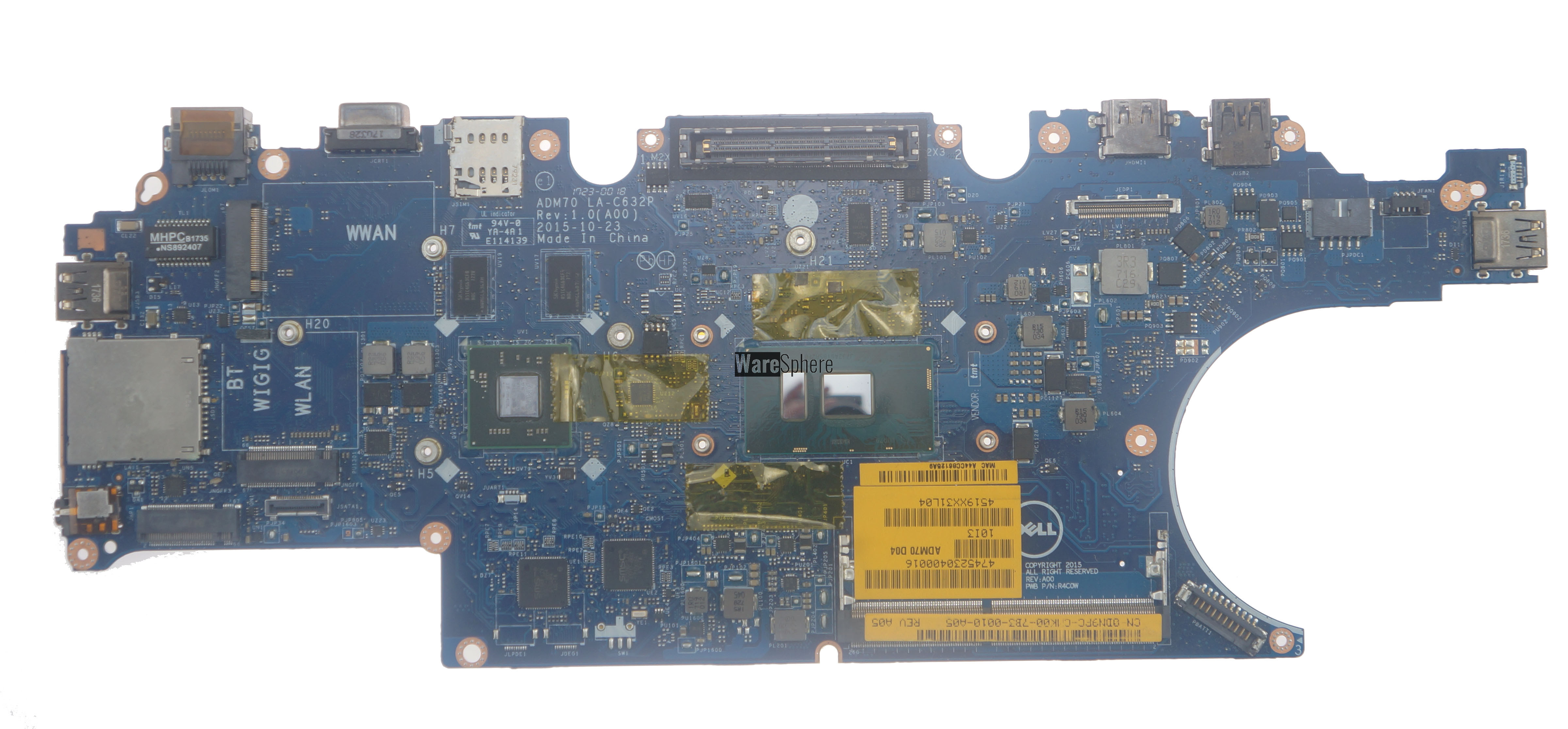 Motherboard i5-6300 for Dell Latitude E5470 DNQPC 0DNQPC LA-C632P