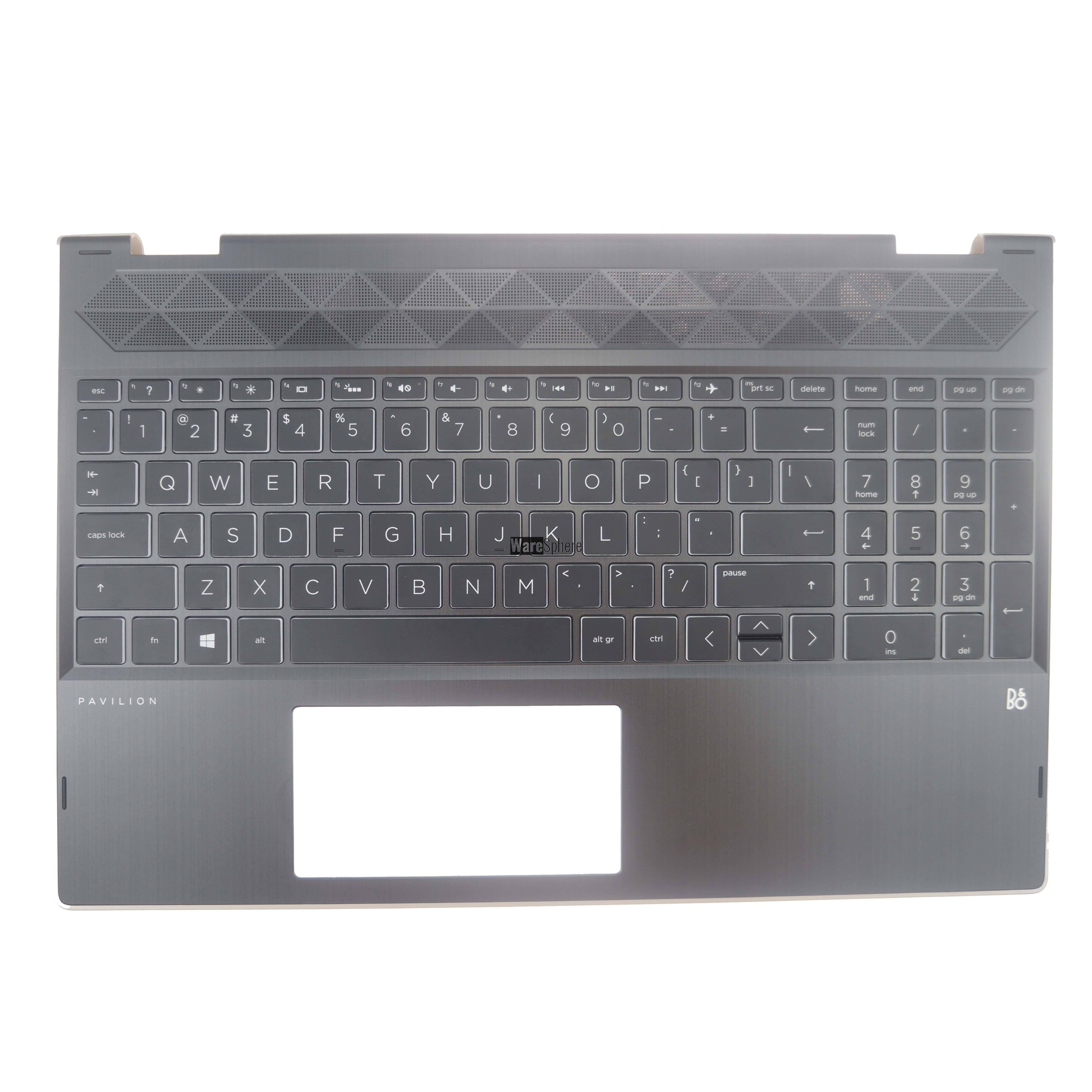 Top Cover Upper Case for HP X360 15-CR US Palmrest with Backlit Keyboard  Black L20851-001 Golden Side