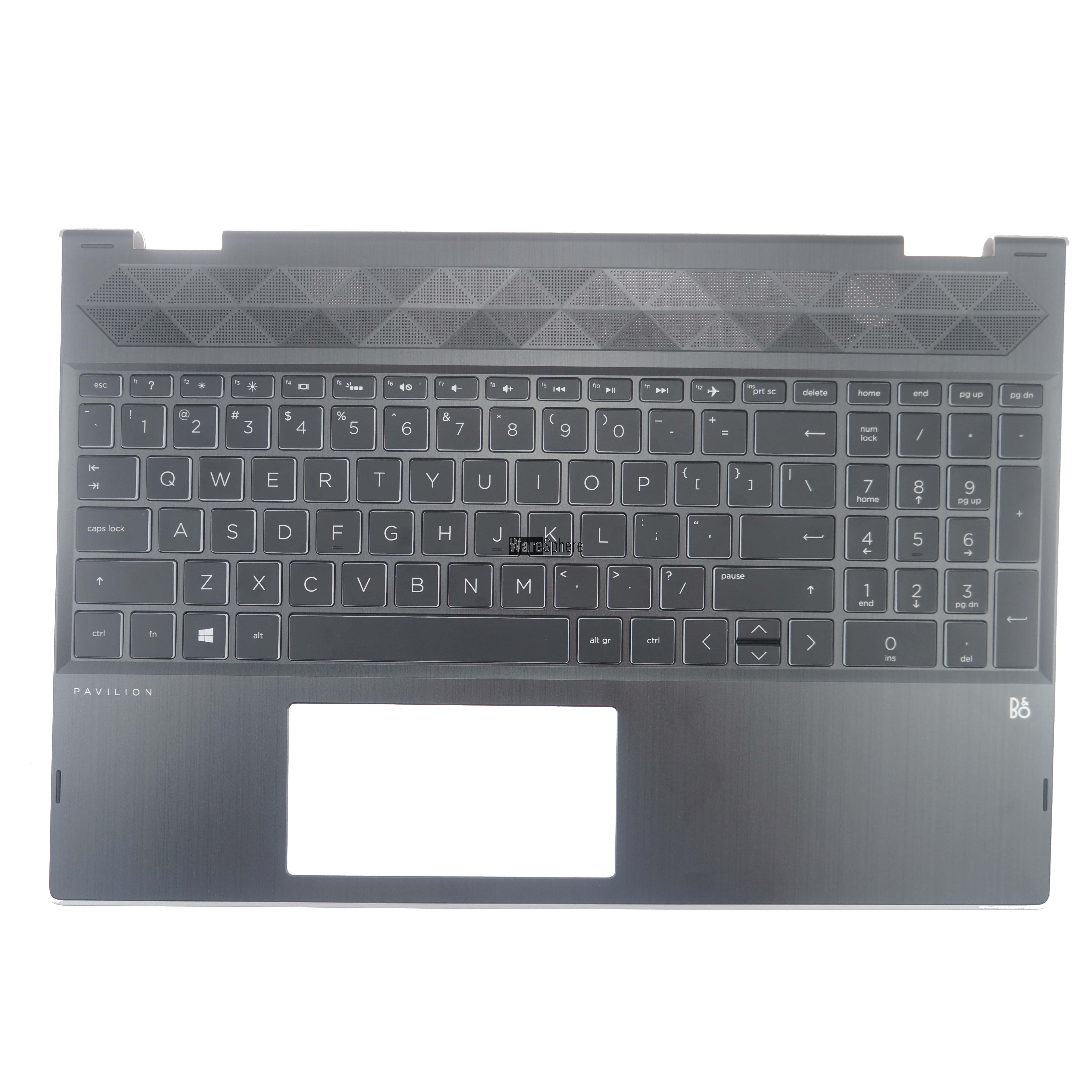 Top Cover Upper Case for HP X360 15-CR US Palmrest with Backlit Keyboard  Black L20849-001 Sliver Side