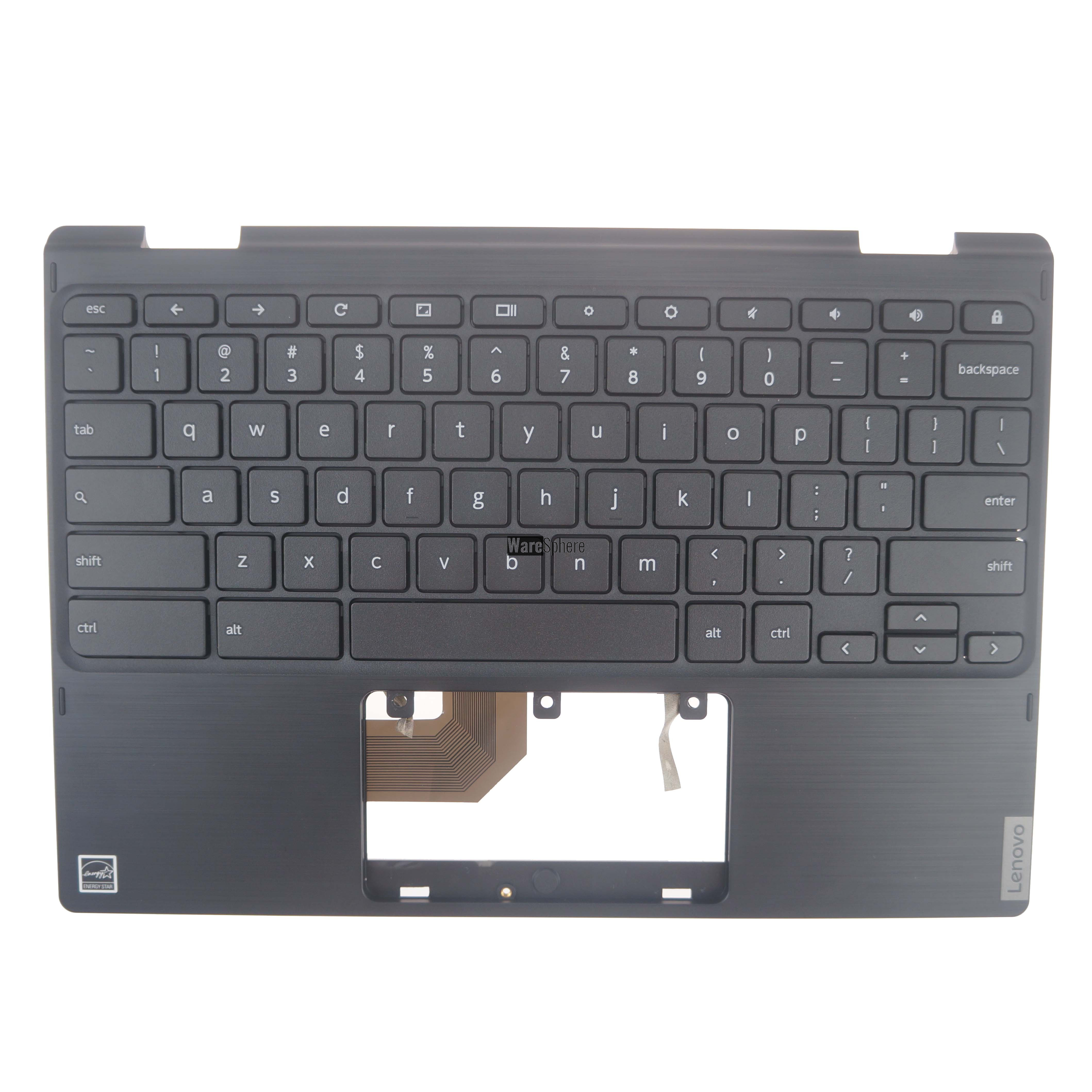 Top Cover Upper Case for Lenovo 300e Chromebook 2nd Gen MTK Palmrest with Keyboard 5CB0T95165 Black US  A-