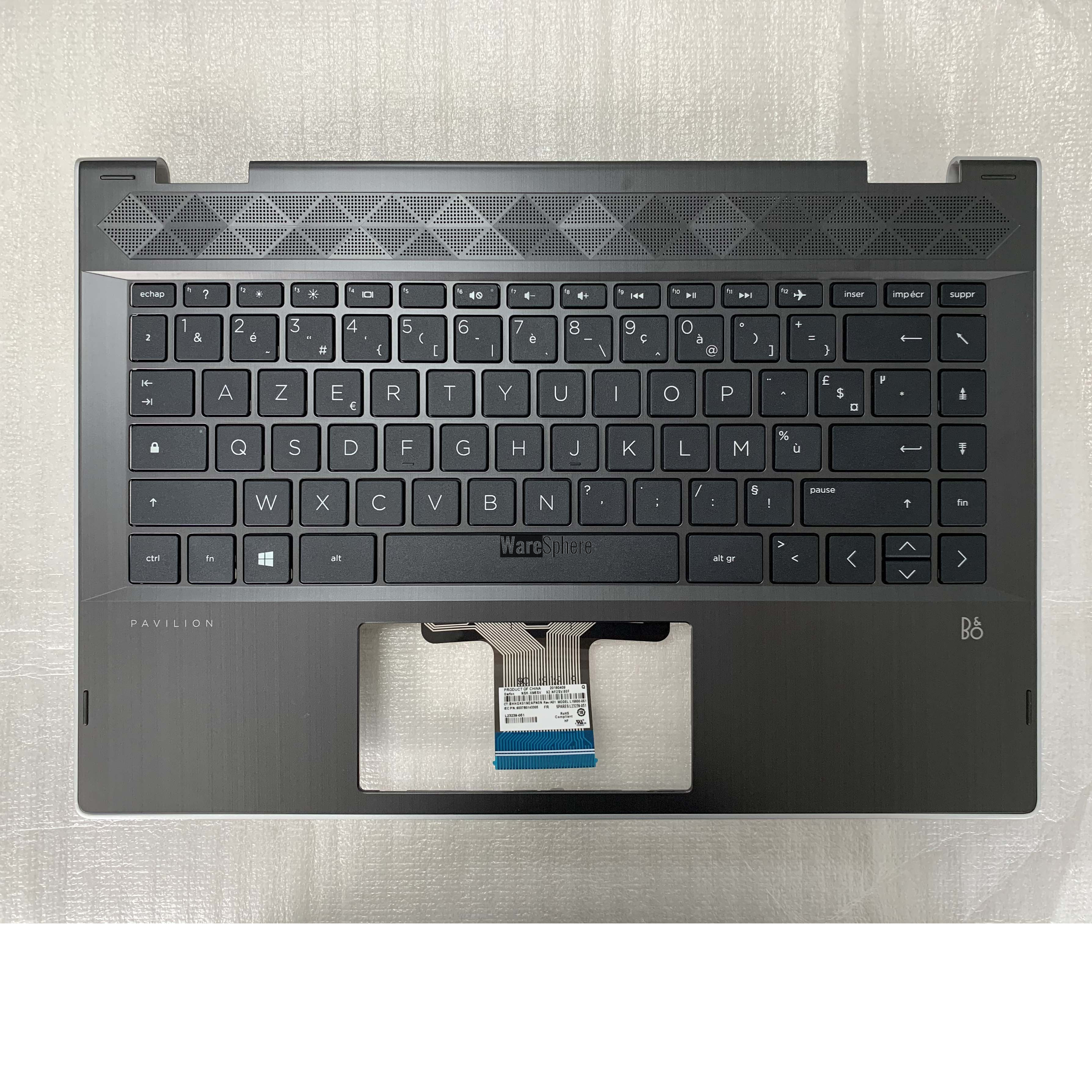 Top Cover Upper Case for HP Pavilion x360 14-cd Palmrest with FR Keyboard Black  Silver Side