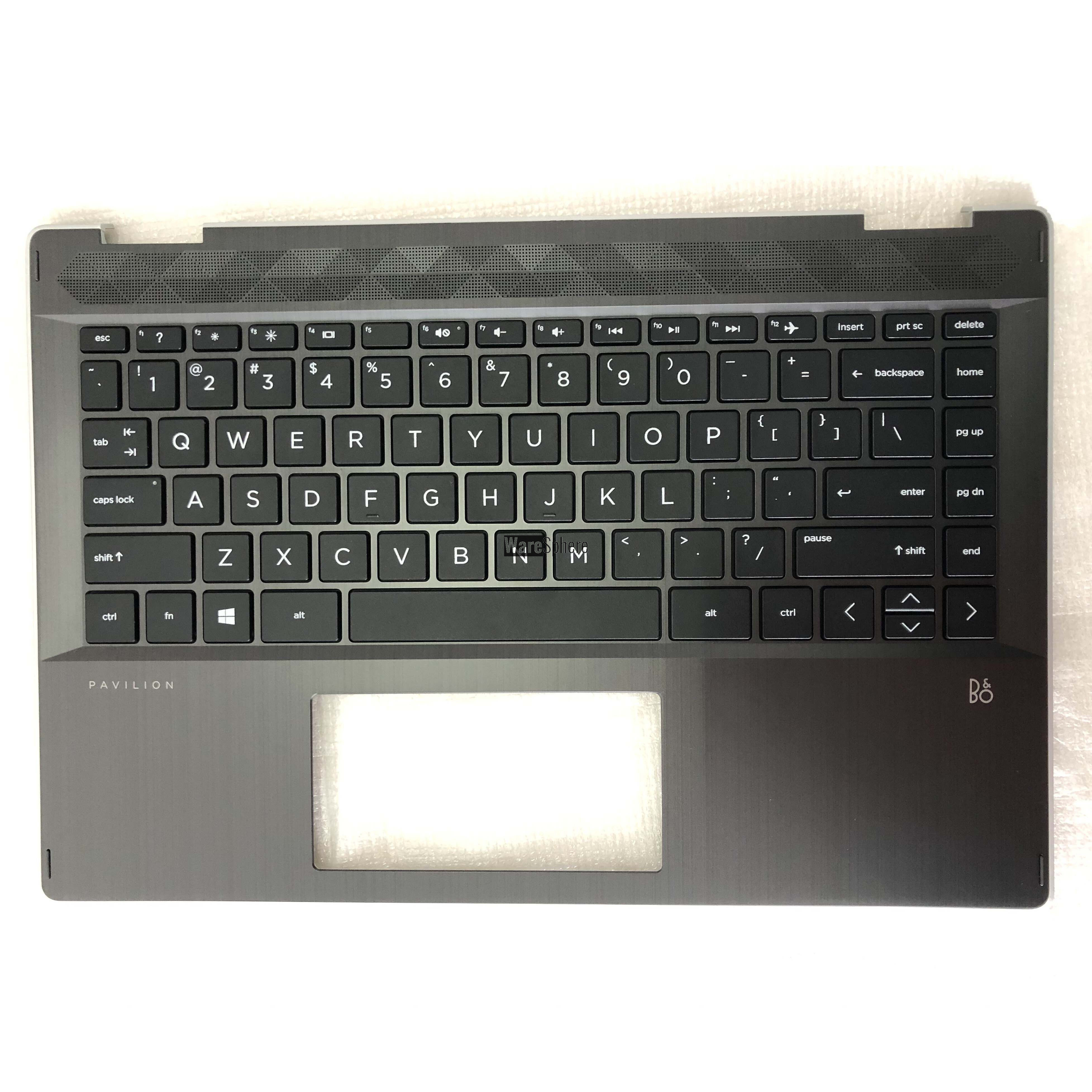 Top Cover Upper Case for HP Pavilion X360 14-DH Palmrest With Keyboard  L53794-001 Silver Side 