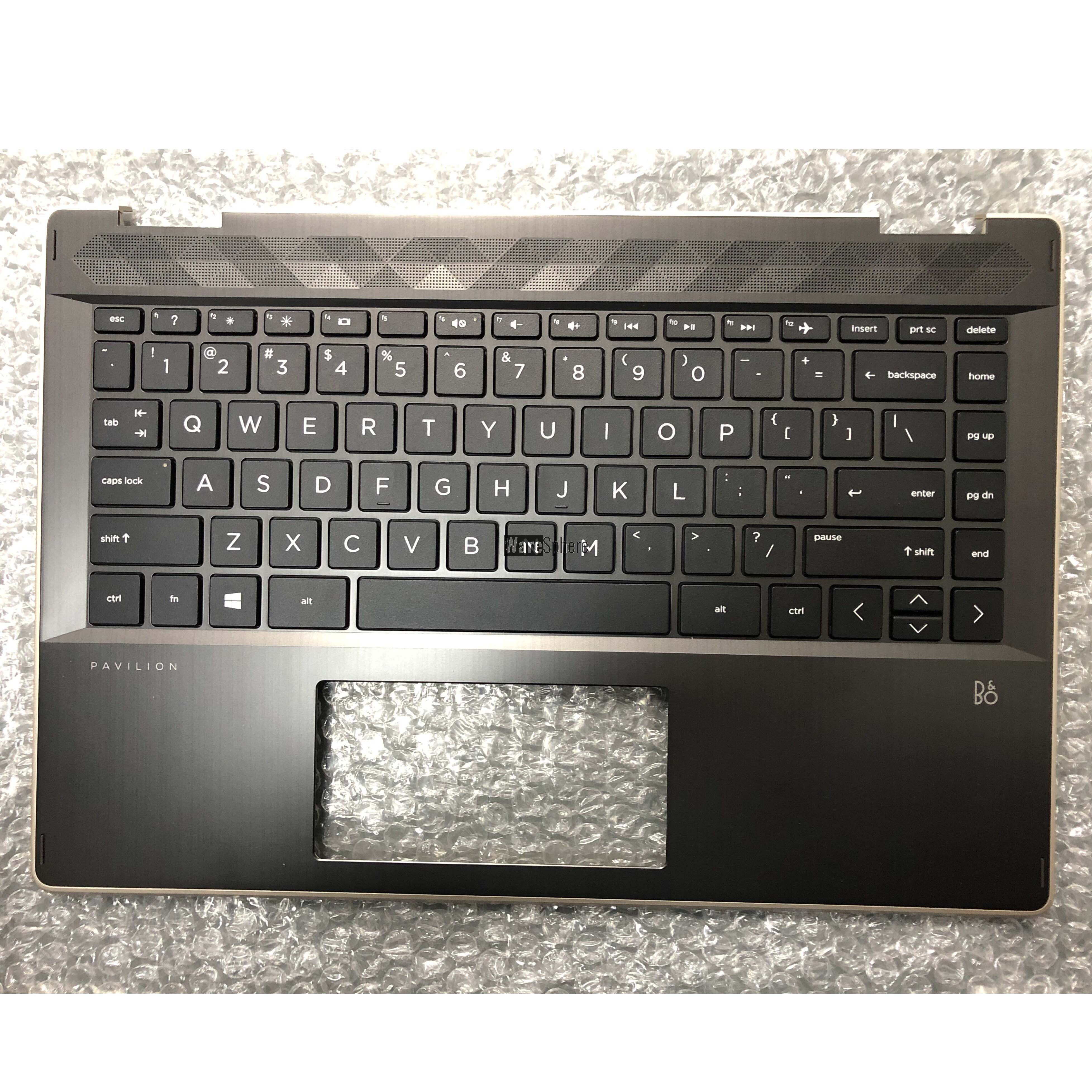 Top Cover Upper Case for HP Pavilion X360 14-DH Palmrest With Keyboard L53790-001 Golden Side 