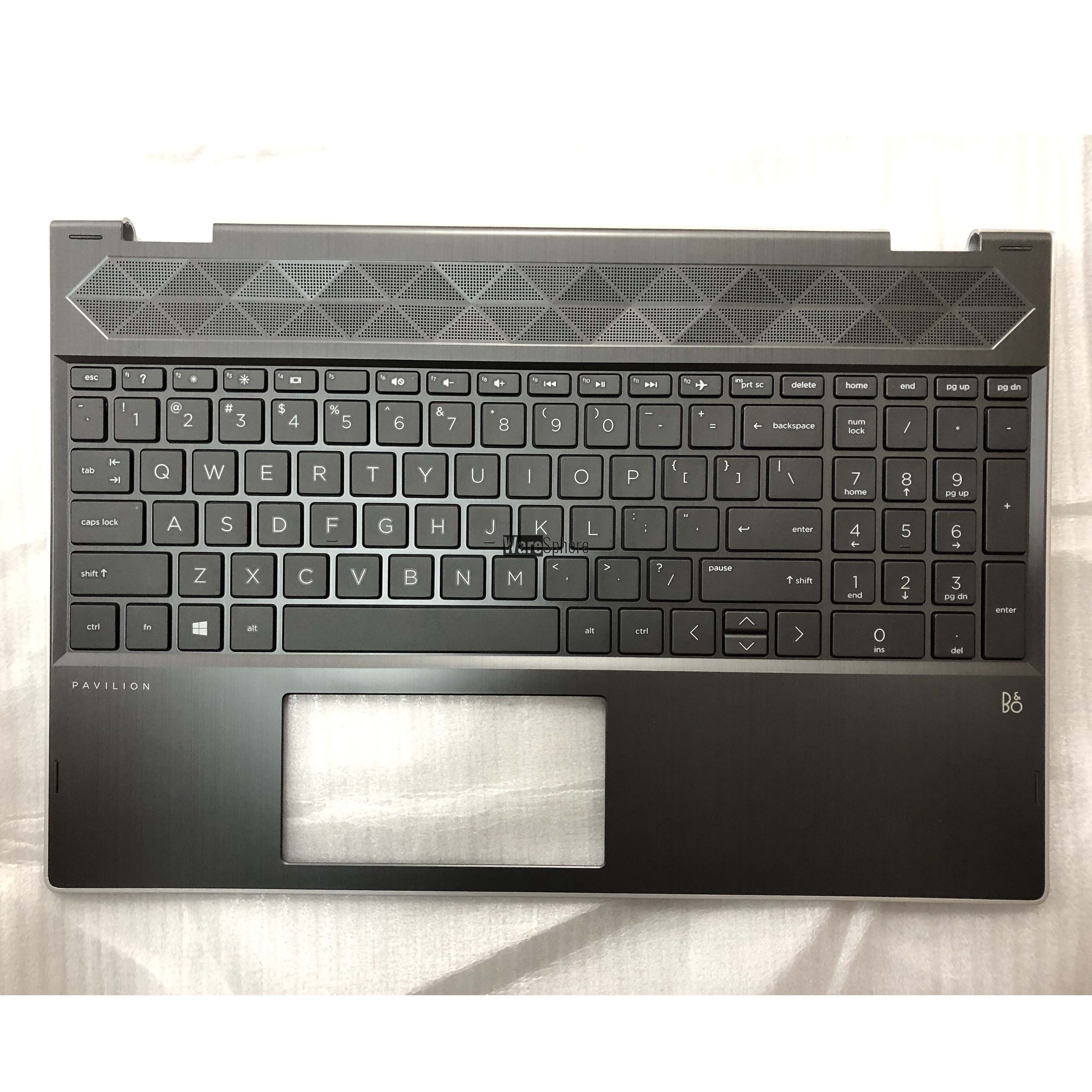 Top Cover Upper Case for HP X360 15-CR US Palmrest with Keyboard  L20848-001 Black Silver Side
