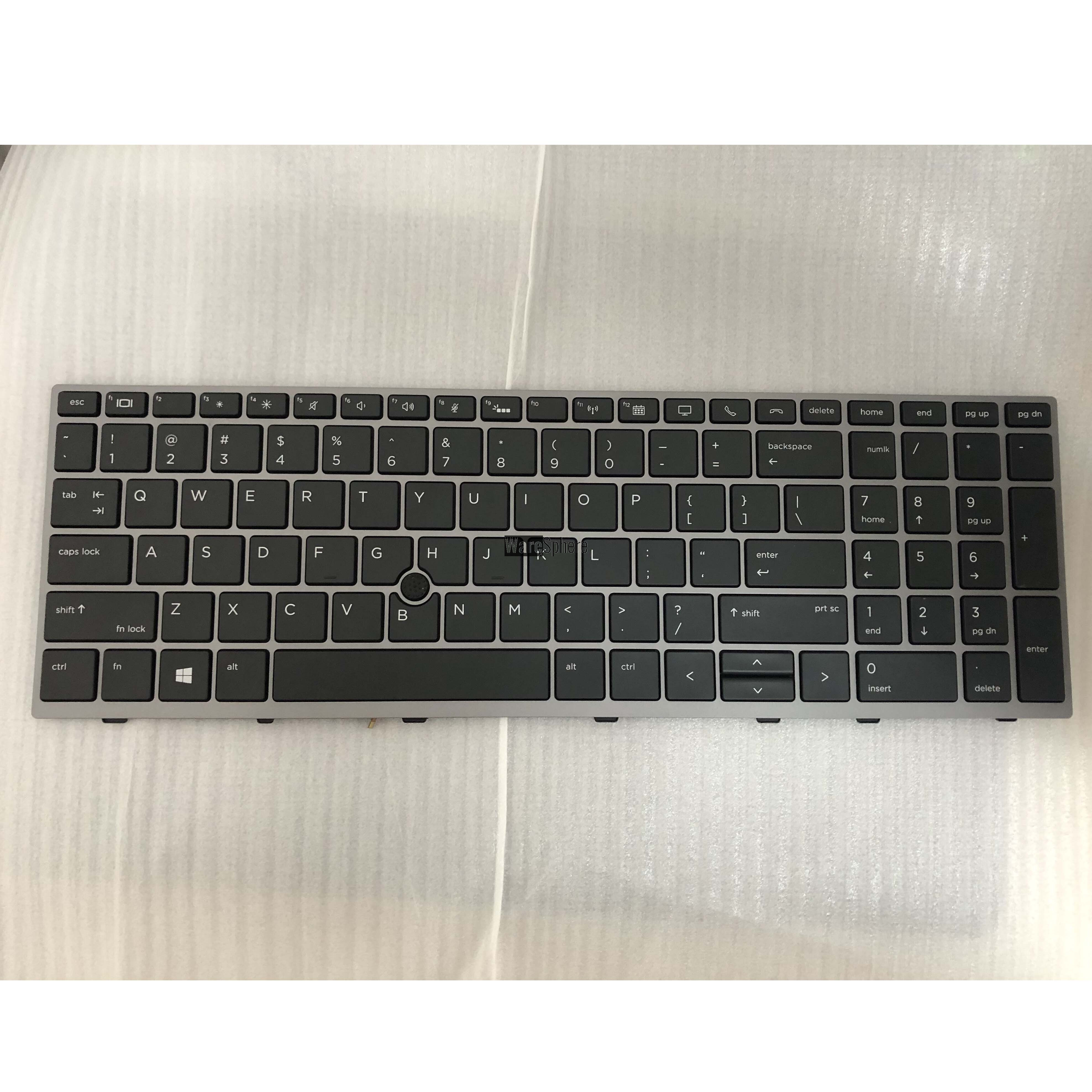 Laptop US Backlit Keyboard for HP EliteBook 850 G5 GRAY FRAME BLACK with point Cable Folded