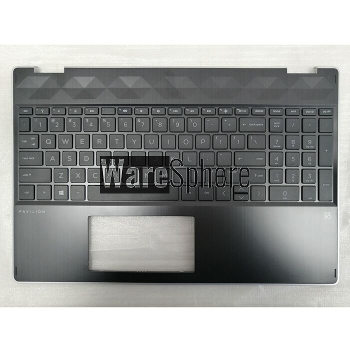 Top Cover Upper Case for HP x360 15-DQ With nonbacklit Keyboard TPN-W140 L51363-001  Black With Silver Side