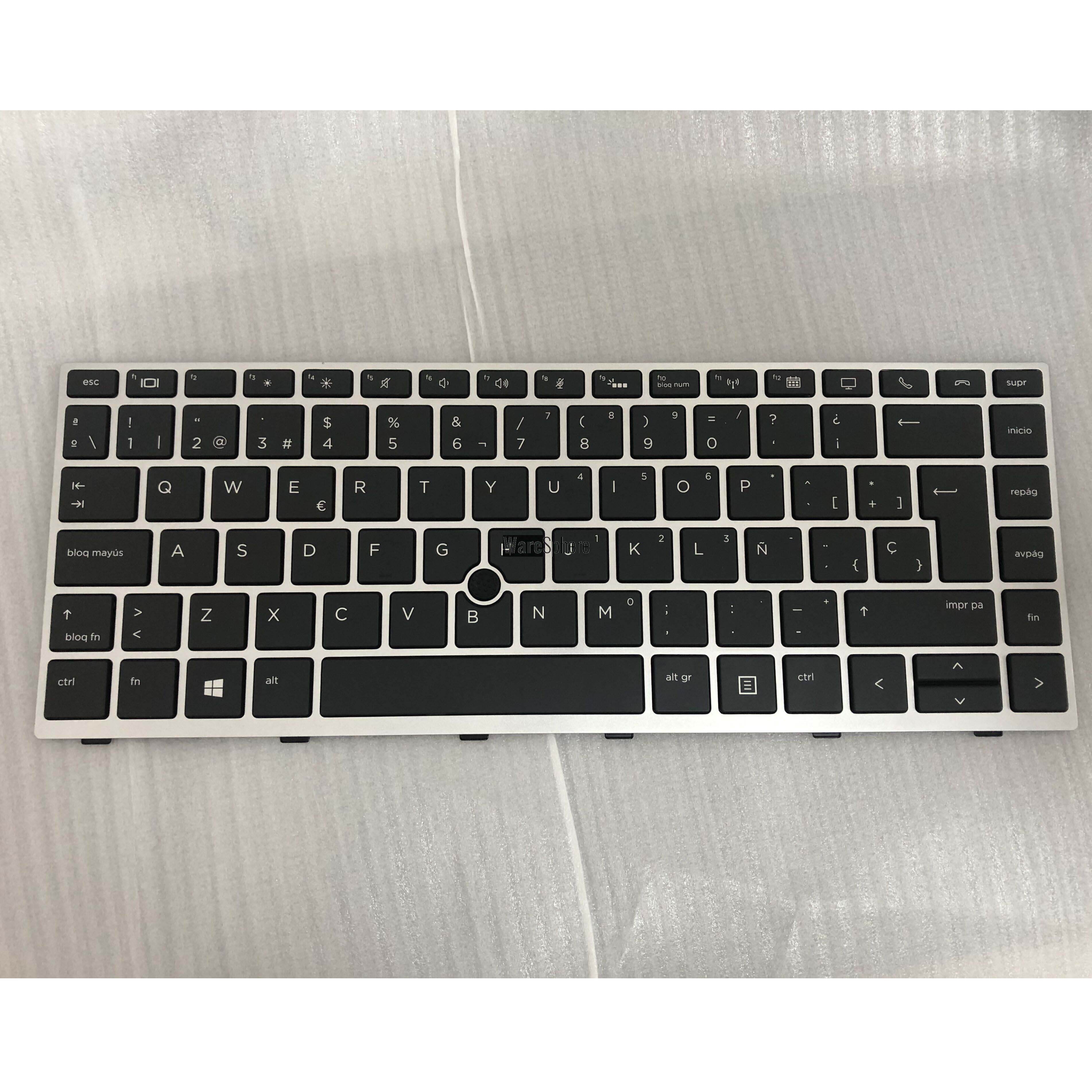 Laptop SP Backlit Keyboard for HP EliteBook 840 G5 SILVER FRAME BLACK with point Cable Folded