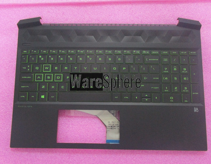 Top Cover Upper Case for HP Pavilion 15-EC With Green Words keyboard L72597-001 Black