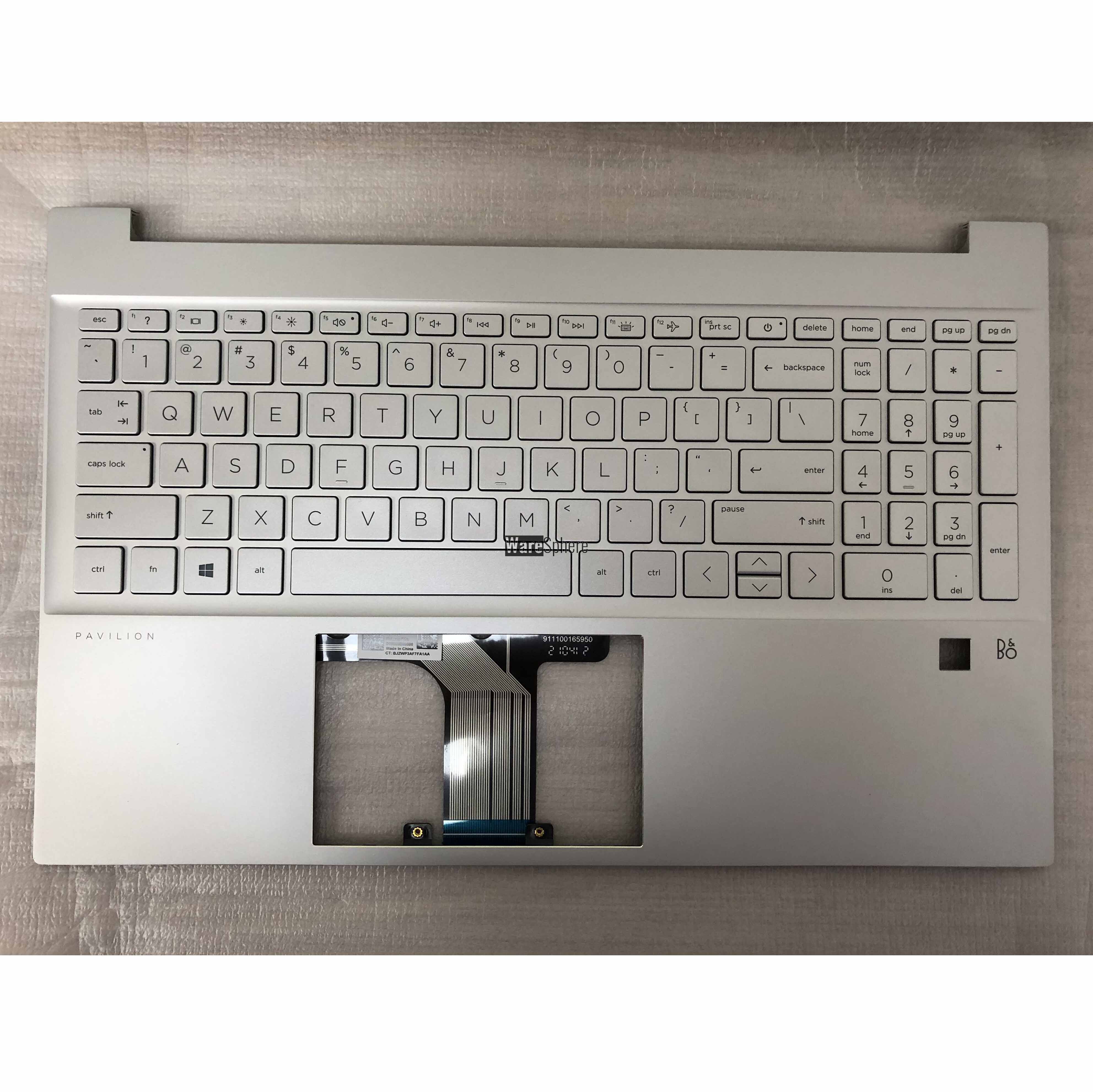Top Cover Upper Case for HP Pavilion 15-EG With Fingerprint Hole With Backlit Keyboard Without SD M76638-001 54G7HTATPK0 Silver