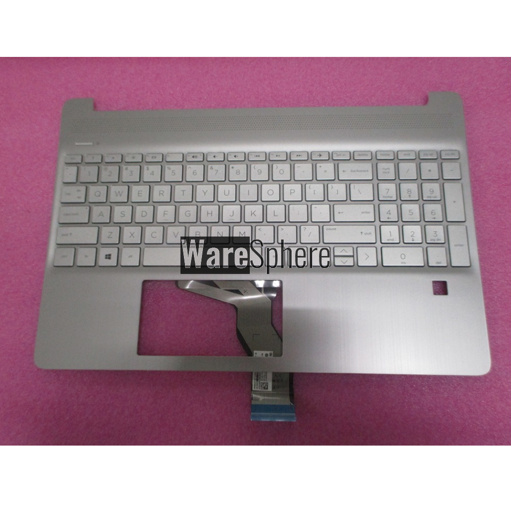 Top Cover Upper Case for Hp 15-DY Palmrest With Keyboard Fingerprint Hole L63578-001 Silver