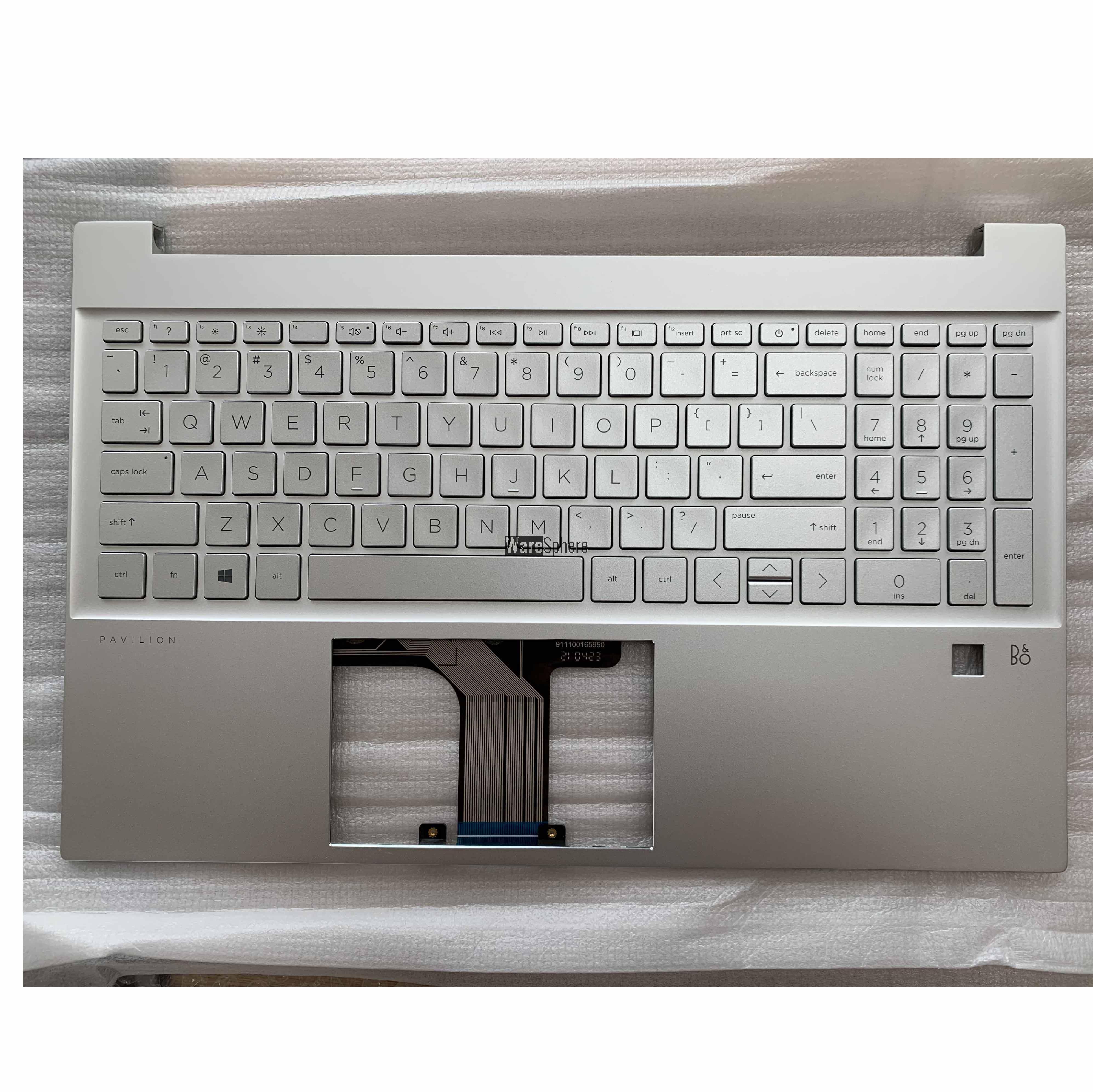 Top Cover Upper Case for HP Pavilion 15-EG With Fingerprint Hole With Nonbacklit Keyboard Without SD M76639-001 54G7HTATPK0 Silver