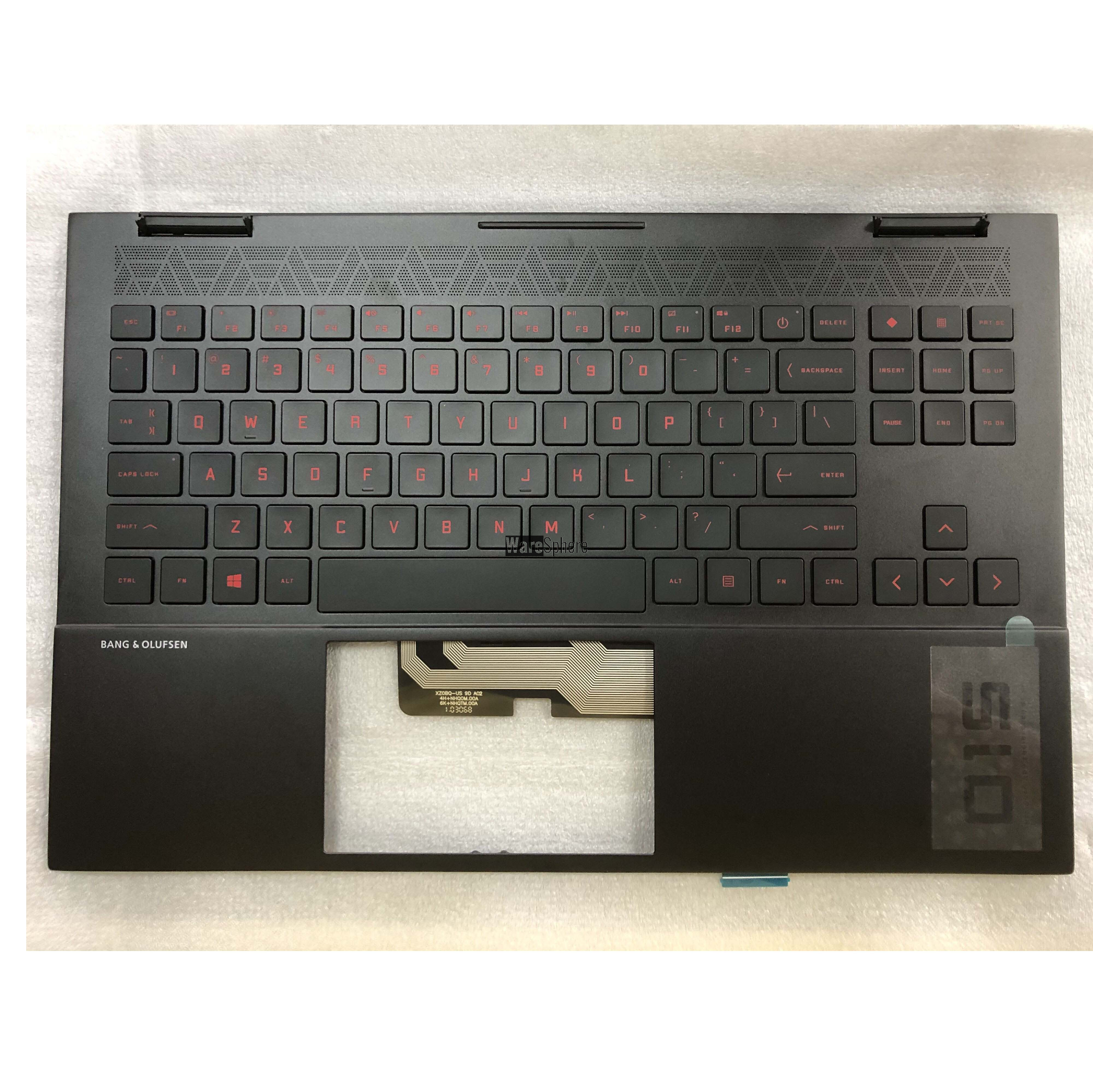 Top Cover Upper Case for HP 15-EK TDB Palmrest With Red Backlit Keyboard M00838-001 Black