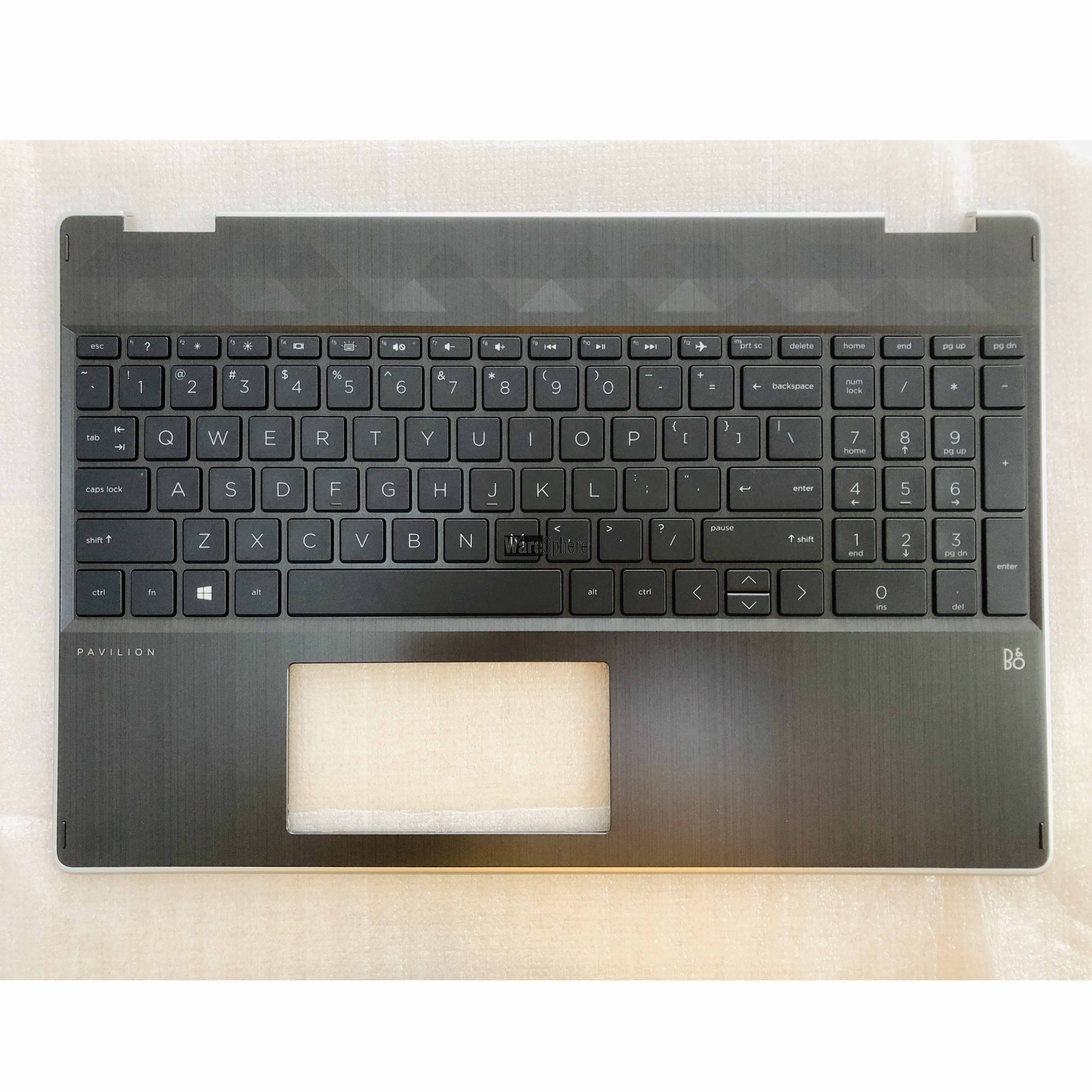 Top Cover Upper Case for HP X360 15-DQ With Backlit Keyboard TPN-W140 L51520-001 Black With Silver Side