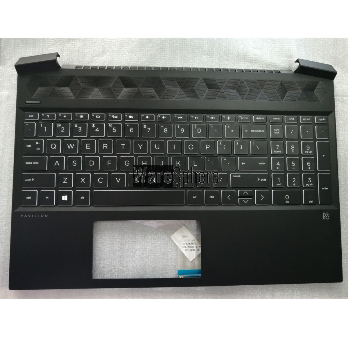 Top Cover Upper Case for HP Pavilion 15-EC With White Words keyboard L72598-001 Black