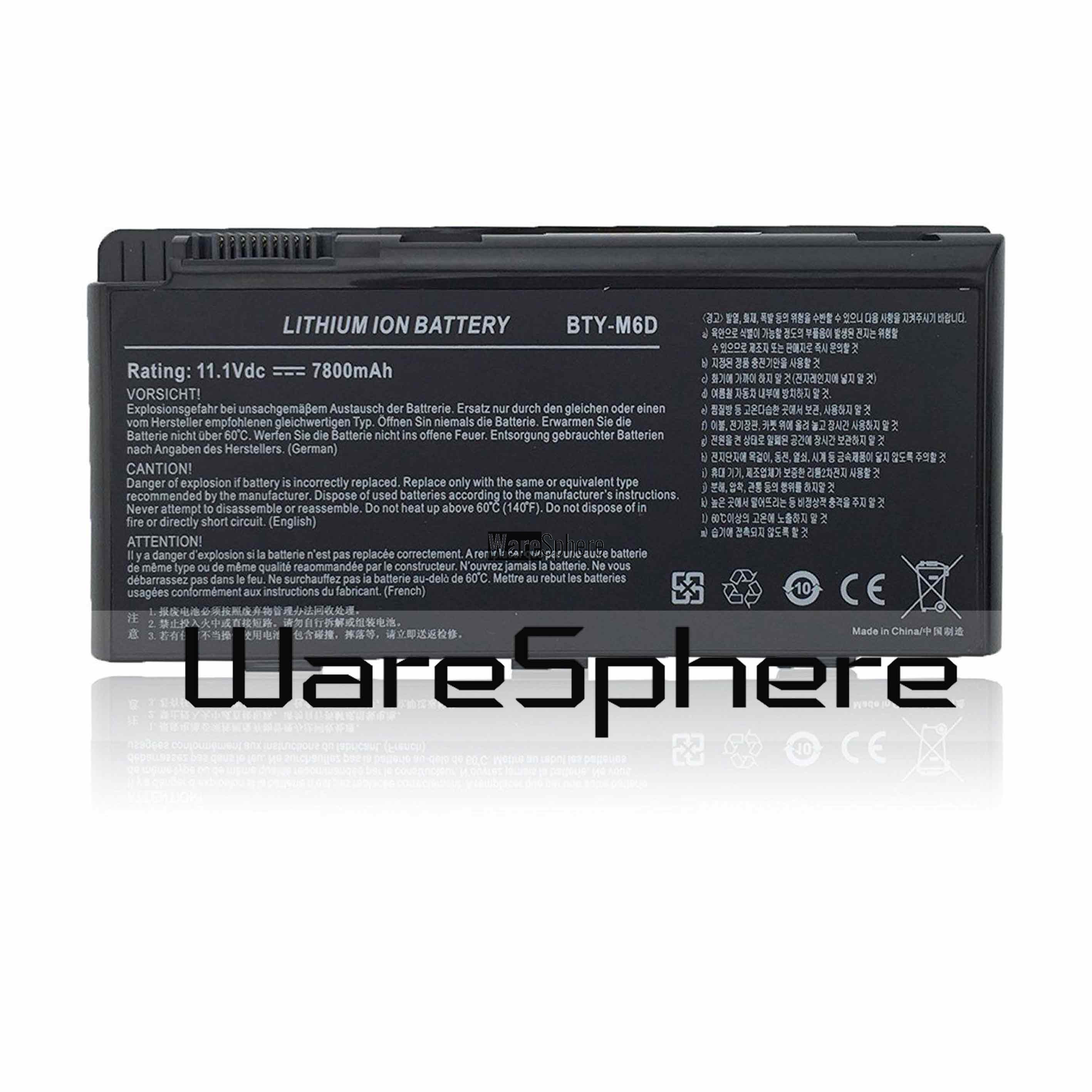 Li-Ion Battery for MSI 7800mAh BTY-M6D Rechargeable  (BTY-M6D)