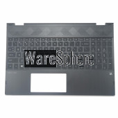 Top Cover Upper Case for HP X360 15-CR US Palmrest with Backlit Keyboard L20849-001  Black Sliver Side 