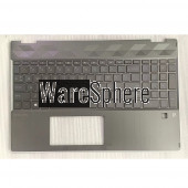 Top Cover Upper Case for HP X360 15-DQ With Backlit Keyboard and Fingerprint hole L51519-001 Black With Silver Side