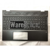 Top Cover Upper Case for HP X360 15-CR US Palmrest with Keyboard  L20848-001 Black Silver Side
