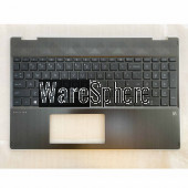 Top Cover Upper Case for HP X360 15-DQ With Backlit Keyboard TPN-W140 L51520-001 Black With Silver Side
