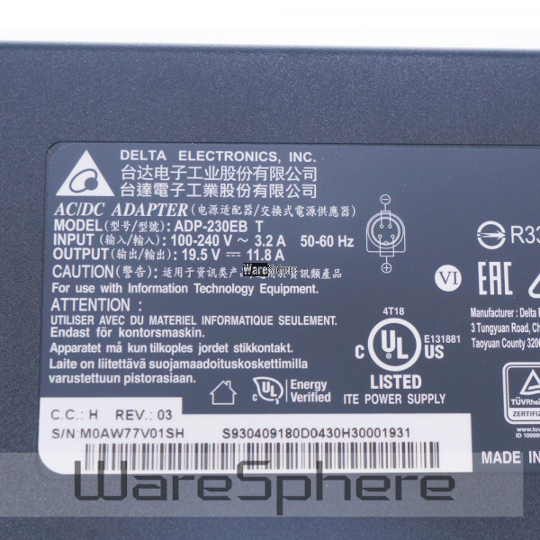 Delta 230W 19.5V 11.8A AC Adapter for MSI GT72 ADP-230EB T